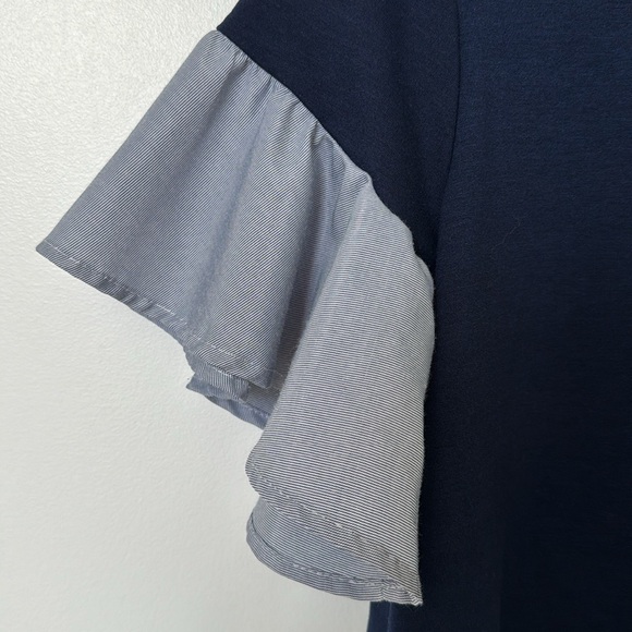 Navy short sleeve t shirt blouse - Picture 3 of 3
